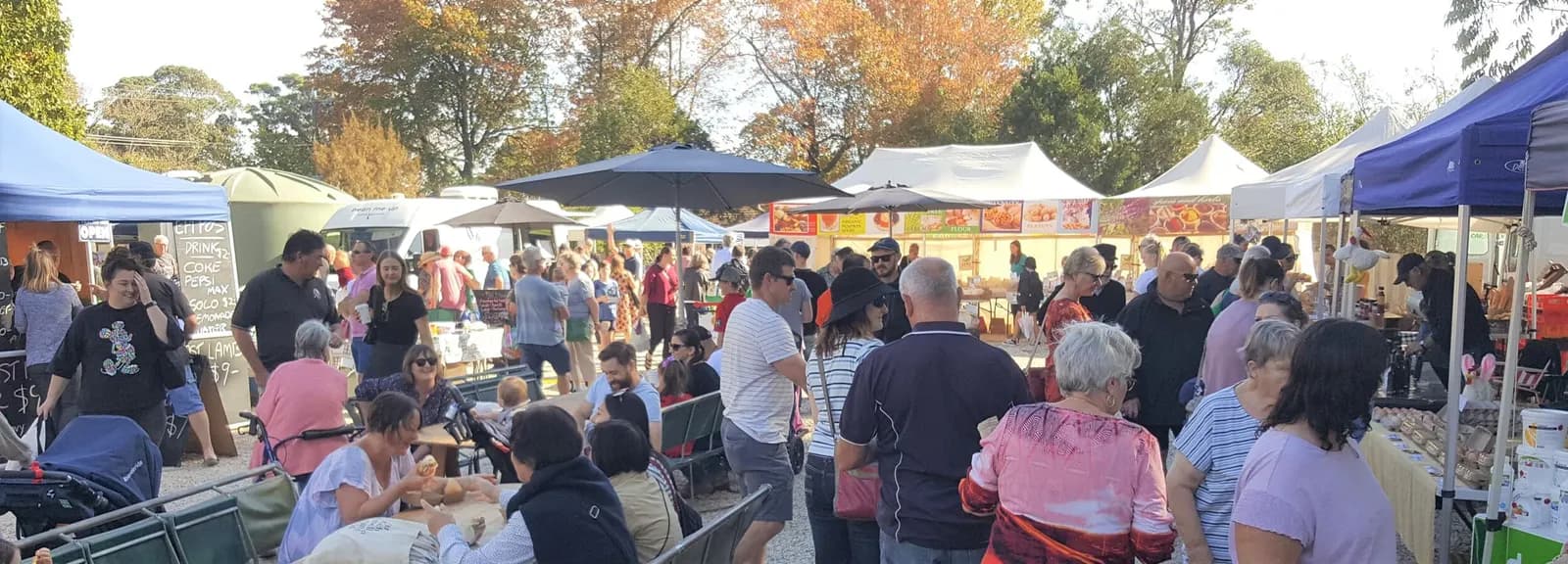 Crowds among the stalls at the Creswick Market