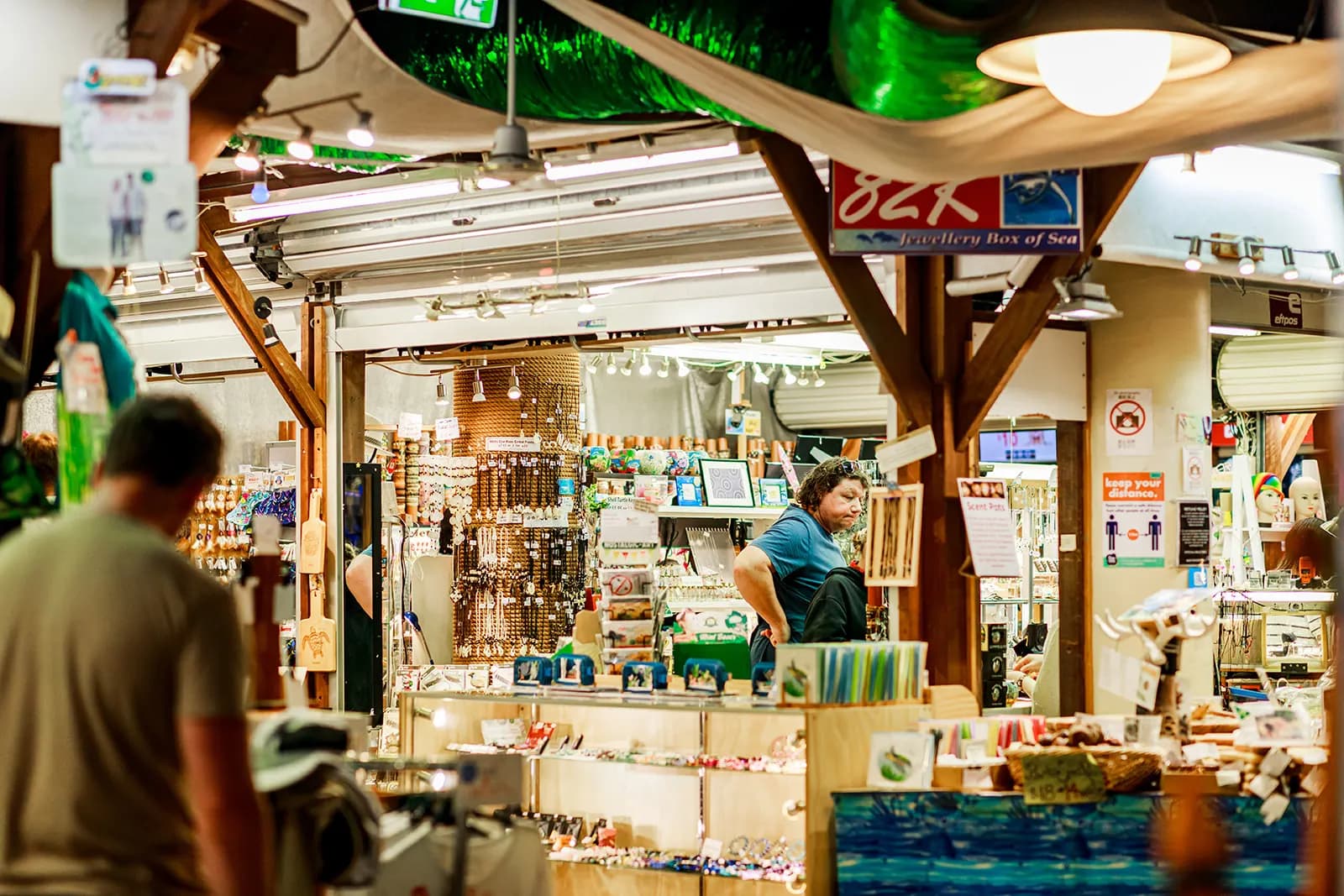 Souvenir and gift stalls inside Cairns Night Markets