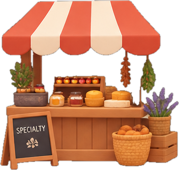 Clay illustration of a specialty market stall
